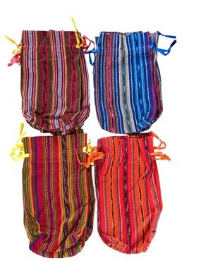 Guatemalan Woven Textile Drawstring Gift Bags Set of 12